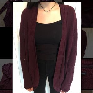 American Eagle Outfitters long maroon cardigan